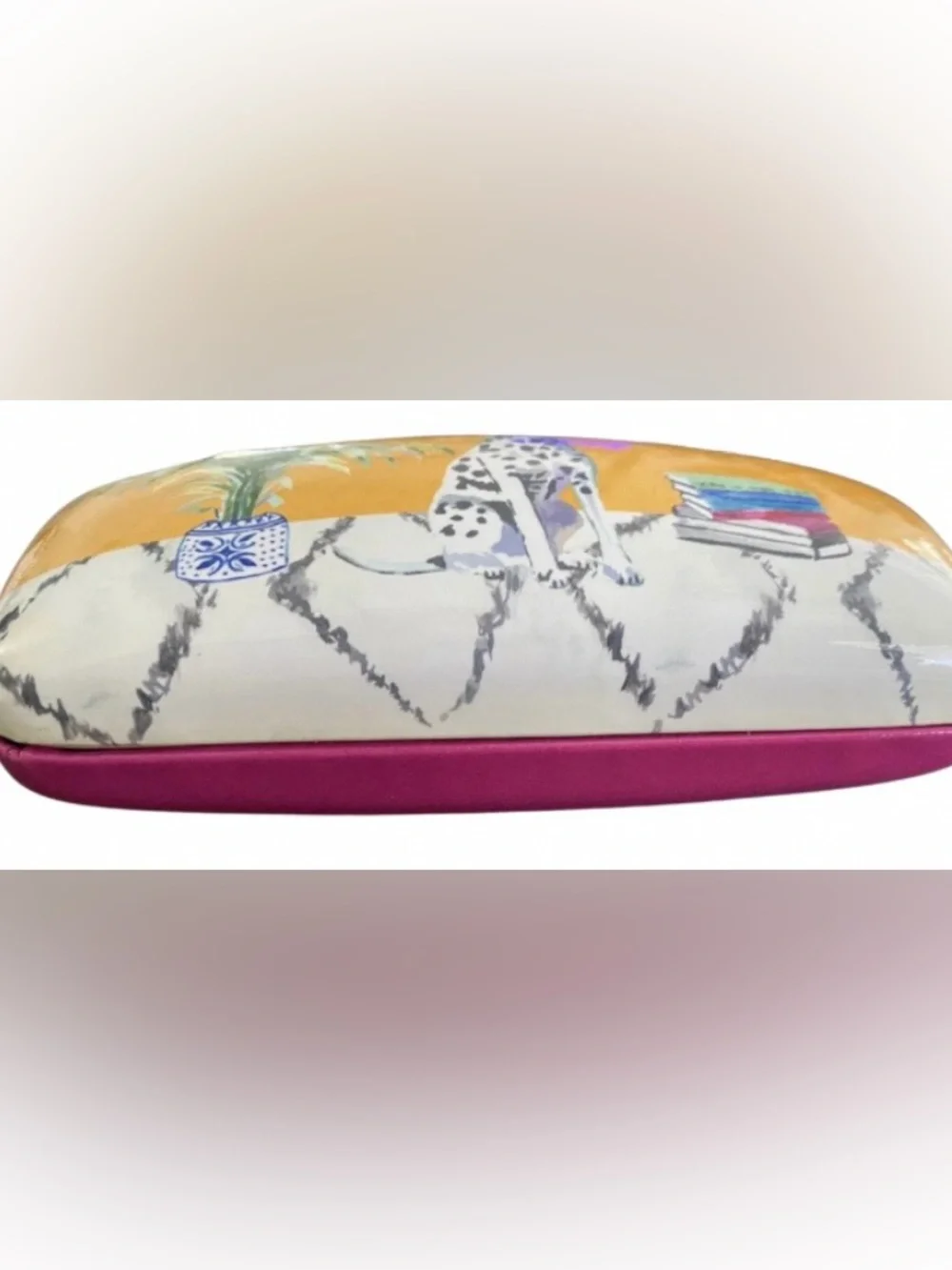Dalmatian Dog Punch Studio hard case for eye glasses with spring closure.